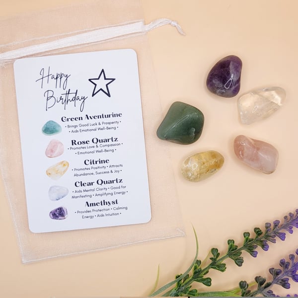 Birthday Gift Set of Crystals Gift For Her Gemstones with Card Unique Birthday G
