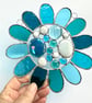 Stained Glass Bead Daisy Suncatcher - Handmade Window Decoration - Turq - Image 4