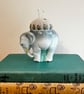 Elephant egg cup pincushion - embroidered linen with a little bee - Image 4