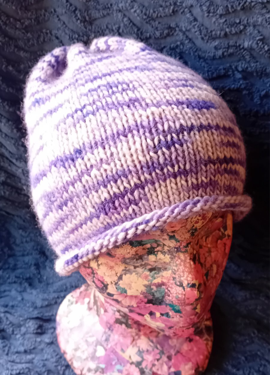 Hand-knitted, hand-dyed hat