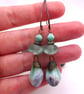 aqua green lampwork glass and ceramic copper earrings - Image 3