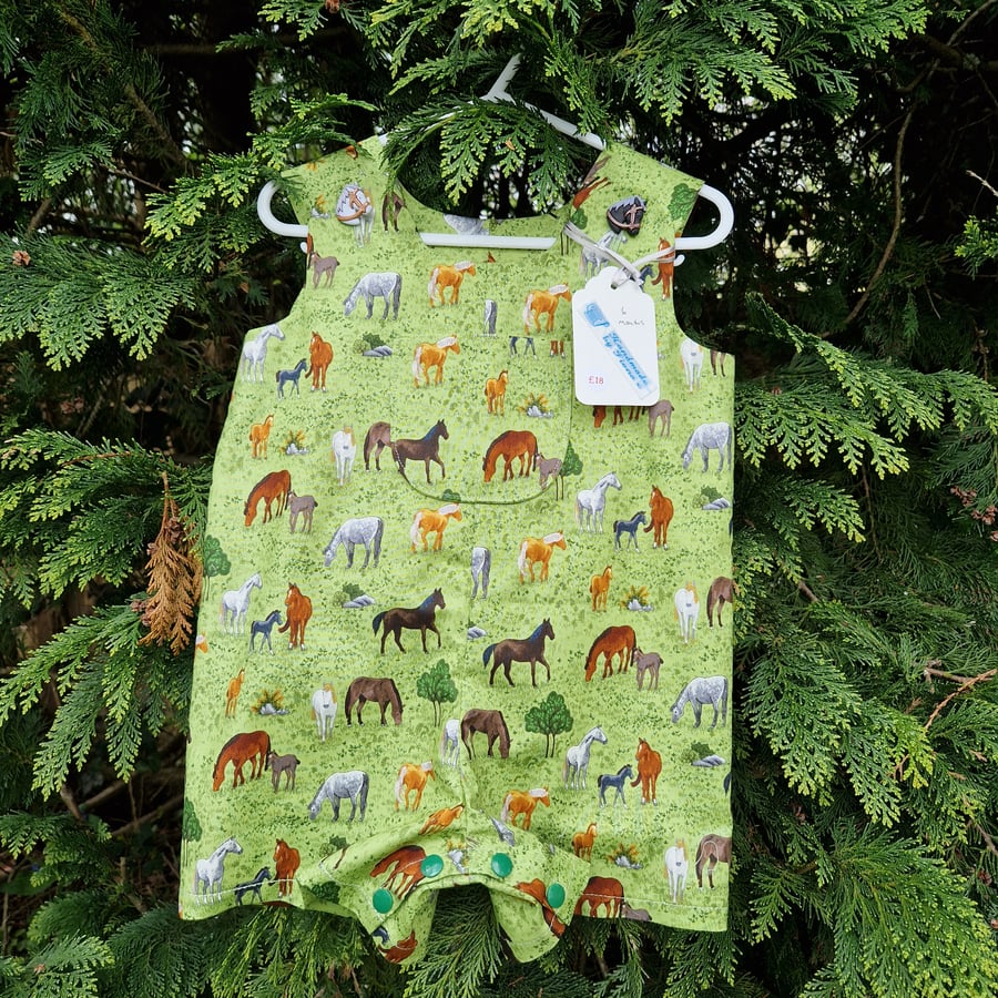 Age: 6m Green Horse Rompers