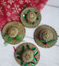 Set of Four Miniature Hat Christmas Decorations, Festive Hats, Christmas Hats - Image 1
