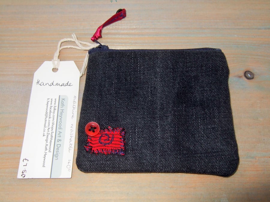 Denim Zipped Coin Purse - reduced to clear