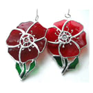 Poppy Suncatcher Stained Glass Handmade Remembrance Red Flower 053 054