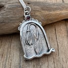 Silver Snowdrop Pendant with Garnet