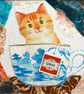 Mixed media cat artwork, ginger tabby collage, gift for cat lover - Image 3