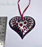 Handmade Small Pink Metal Heart hanging decoration.  - Image 2