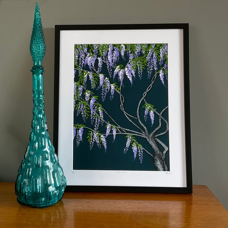 Original screen print 'Wisteria Vine'