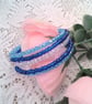 5 Strand Memory Wire and Blue Bead Cuff Bracelets, Stacking Bracelets, Cuff - Image 4