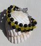 Black Onyx & Yellow Agate Gemstone Woven Beaded Chakra Bracelet "Yeira" - Image 2