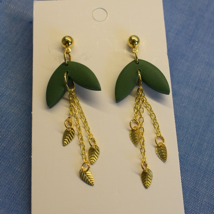 Leaf Chain Drop Earrings