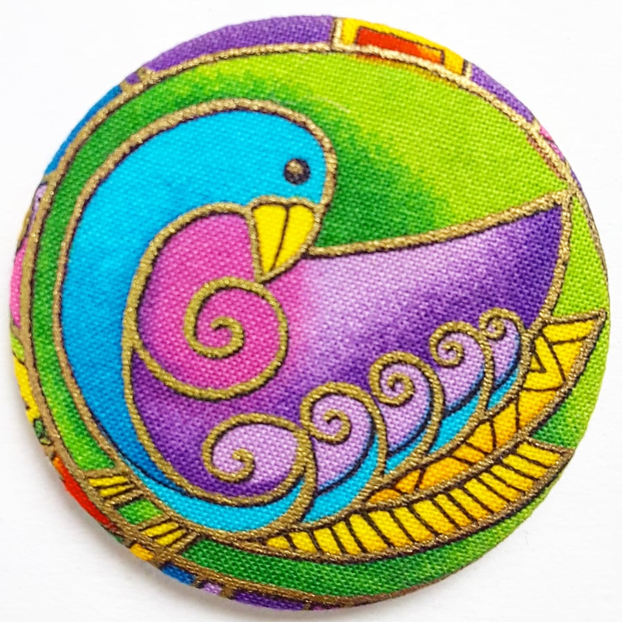 Christmas Bird Fabric Badge 58mm 