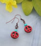 Red peace & turquoise earrings - Image 1