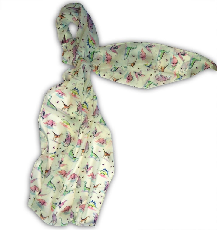 Large Dinosaur Chiffon Scarf, Woman's Scarf, Spring Summer Autumn Scarf