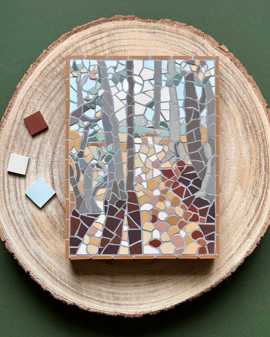 Original Landscape Art - Woodland Shadows Mosaic Wall Plaque