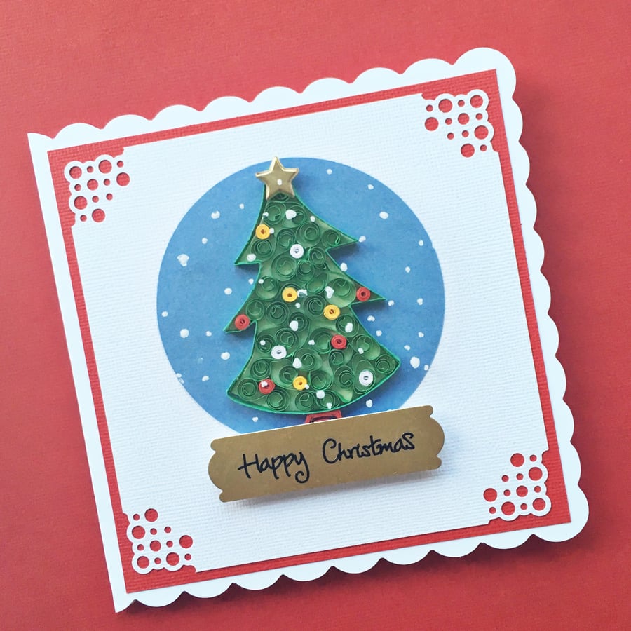 Personalised Christmas card - quilled tree