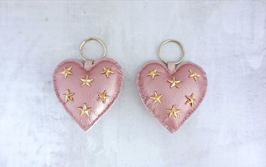 SALE Metallic Pink Star Studded Keyring