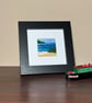 Framed textile needle felted picture, 4"x4", ocean inlet