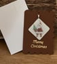 Unique Handcrafted Christmas Card with Artisan Fused Glass Tree Santa Decoration