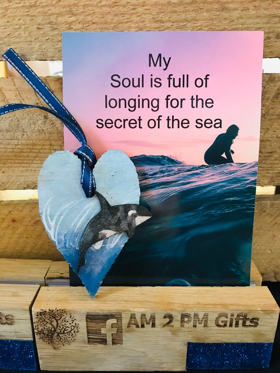 Whale Wood Heart and Quote Postcard