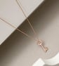 9ct rose gold small and dainty key charm pendant and chain - Image 2