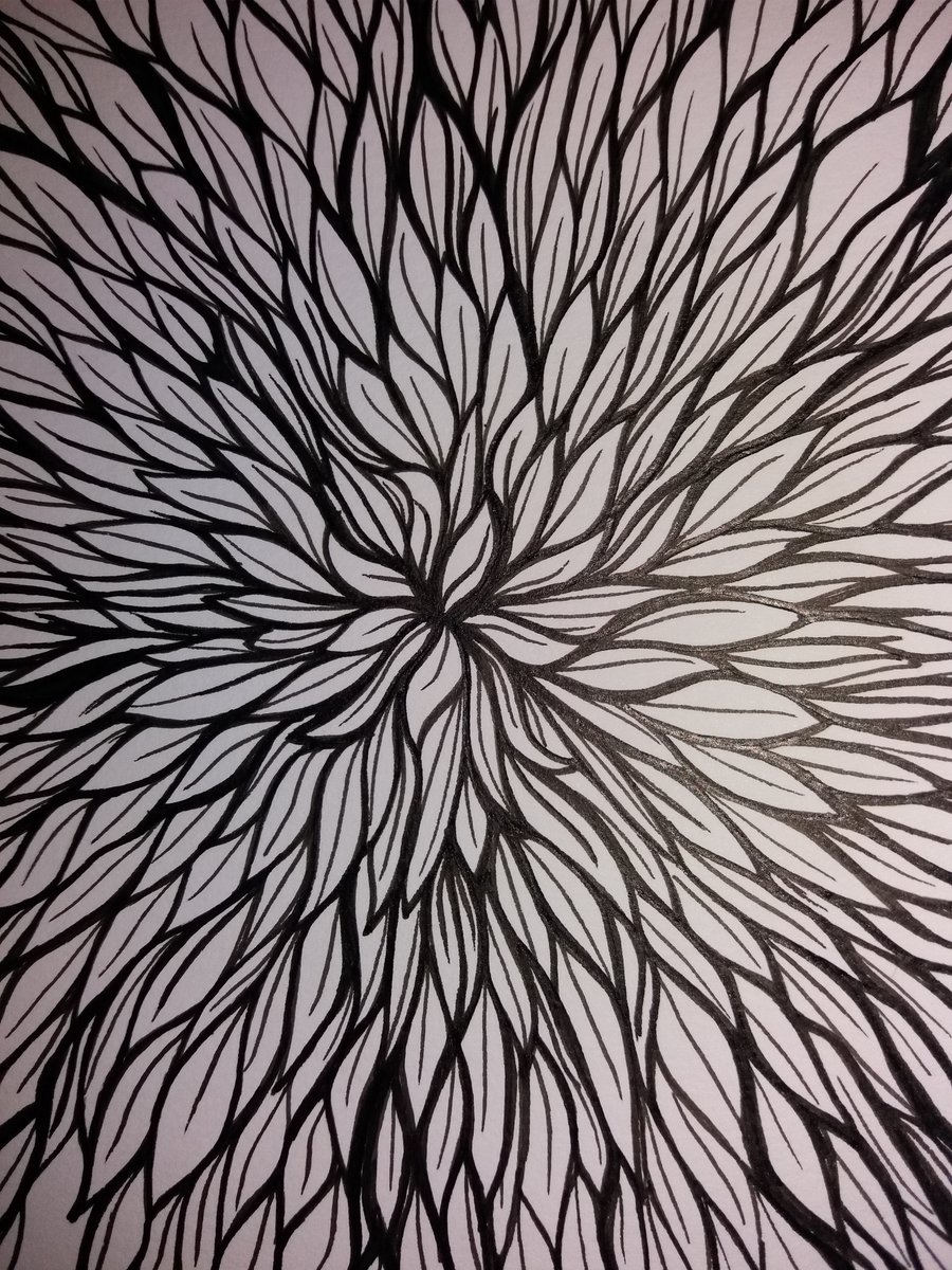 Flower - original black and white ink drawing