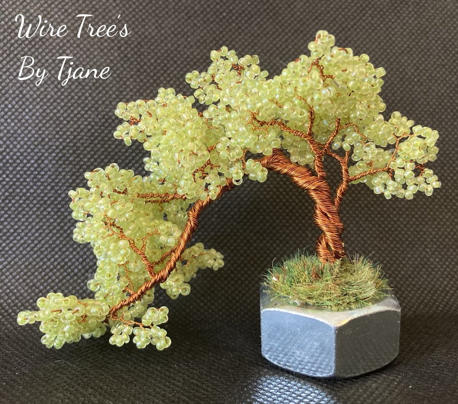 Beaded wire tree sculpture 