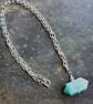 Sea Blue Amazonite Gemstone T-Bar Silver Chain Necklace - Image 1