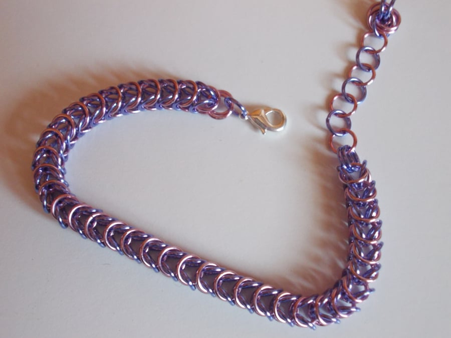 Two tone chainmaille box weave bracelet