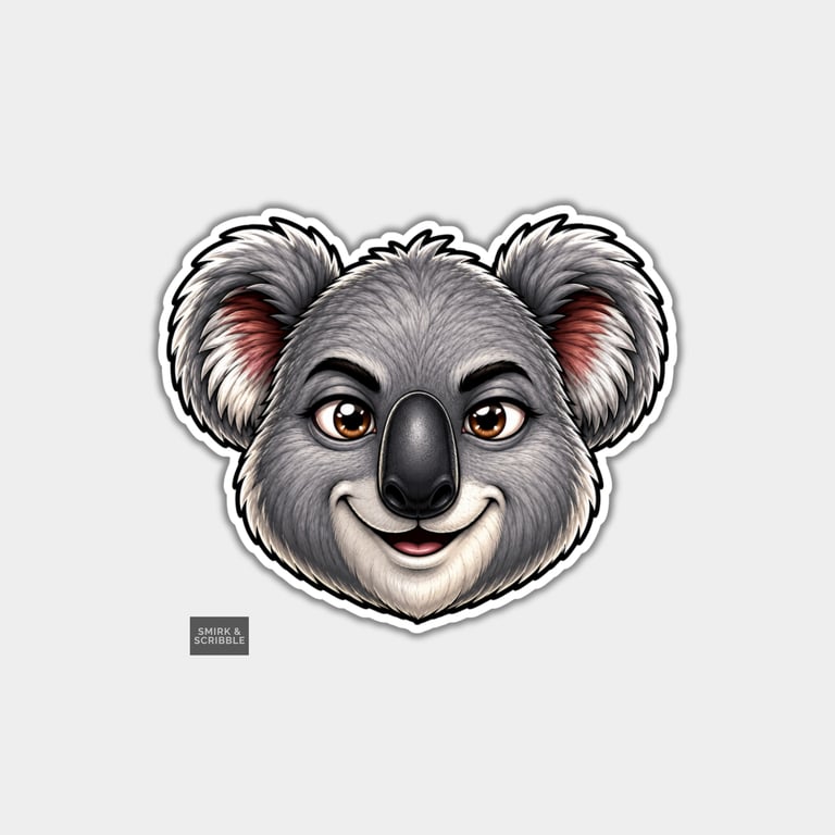 Funny Vinyl Die Cut Sticker For Adults - Cute Happy Koala Face
