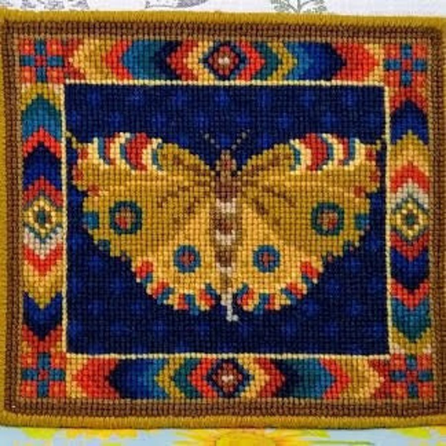 Yellow, Butterfly, Tapestry, Kit, Cushion, Picture, Wall-hanging, Counted Cross 