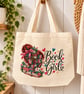 Book Girl Tote Bag – Book Lover Canvas Bag with Zip - Image 1