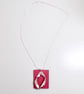 Contemporary Silver & Bright  Pink Pendant Necklace 18" - Image 9