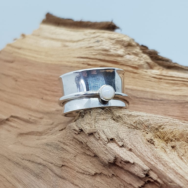 Opal Sterling Silver Spinner Ring Fidget Ring