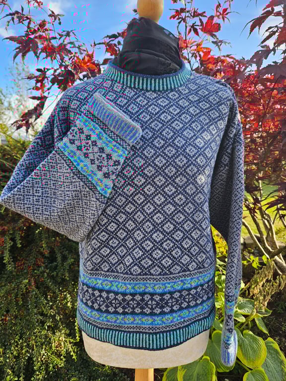 Fair Isle 'Coull' jumper, Denim and Stardust