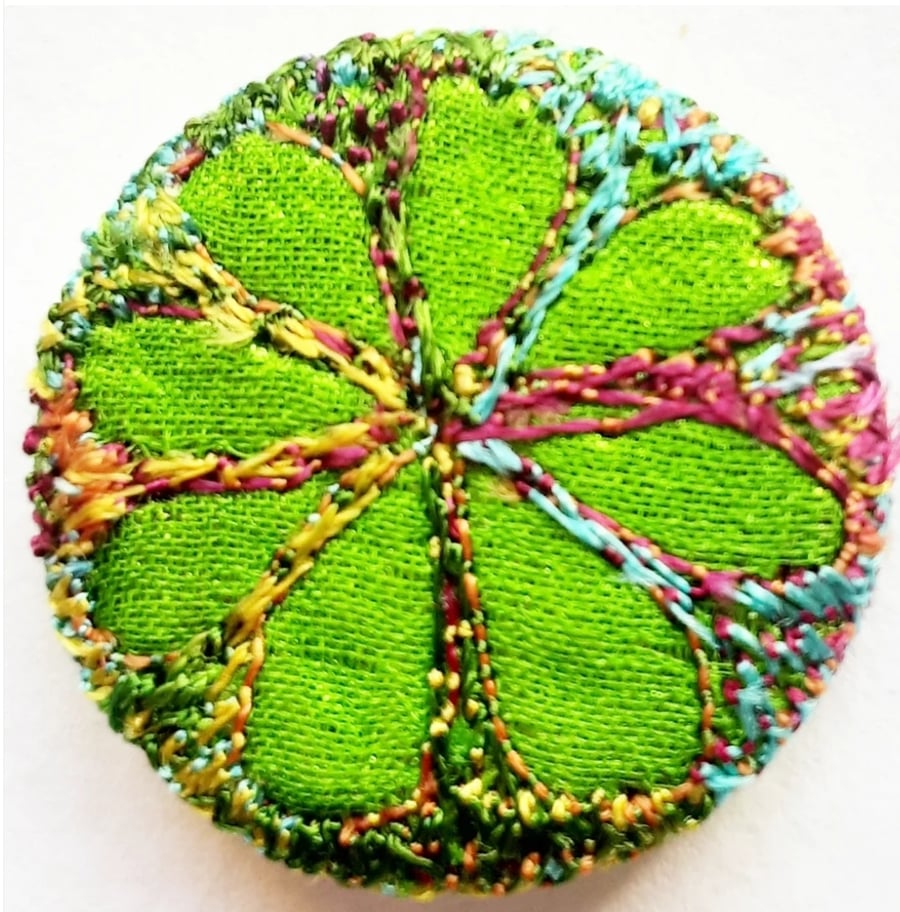 Buttons 1 inch button Hand Dyed Silks and Cottons Free Machine Embroidery Button