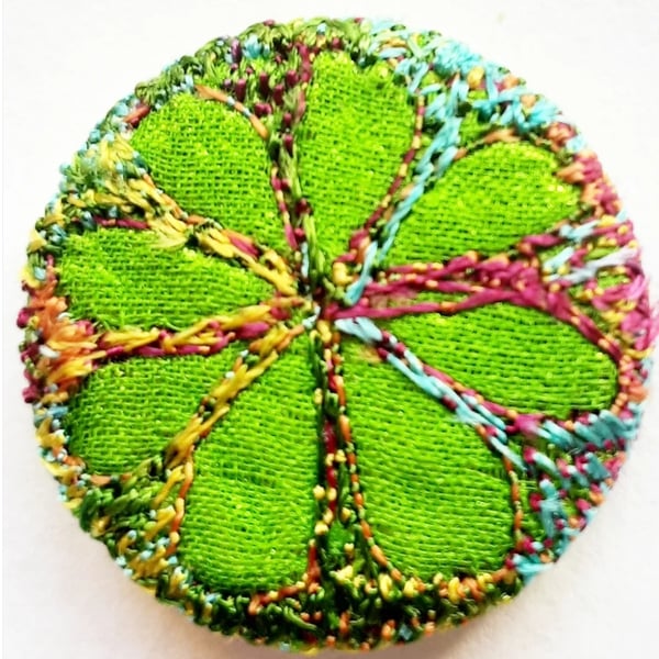 Buttons 1 inch button Hand Dyed Silks and Cottons Free Machine Embroidery Button