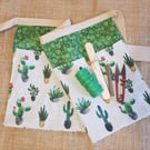 Garden apron gift set: cacti green