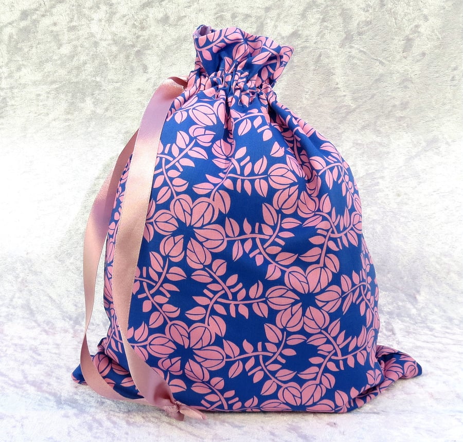 Liberty Tana Lawn bag, drawstring bag, lined bag, drawstring pouch, 33cm