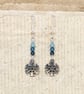Snowflake earrings with blue Swarovski crystals, silver plated - Image 5