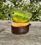 Fused Glass Bird on Wooden Log Handmade Glass Bird Sculpture Unique Nature-Inspi