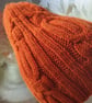 SALE, Hand knit alpaca wool hat, Orange knit beanie - Image 4