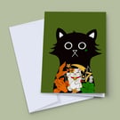 Lucky Cat Card, Good Luck Card, Exam Card, New Job Card