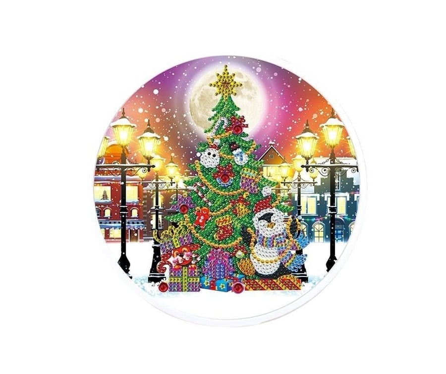 5D DIY Hanging Christmas Scene Diamond Painting Kit Crystal Embroidery Rhineston