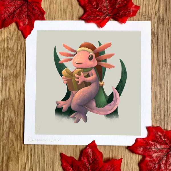Festive Axolotl Art Print