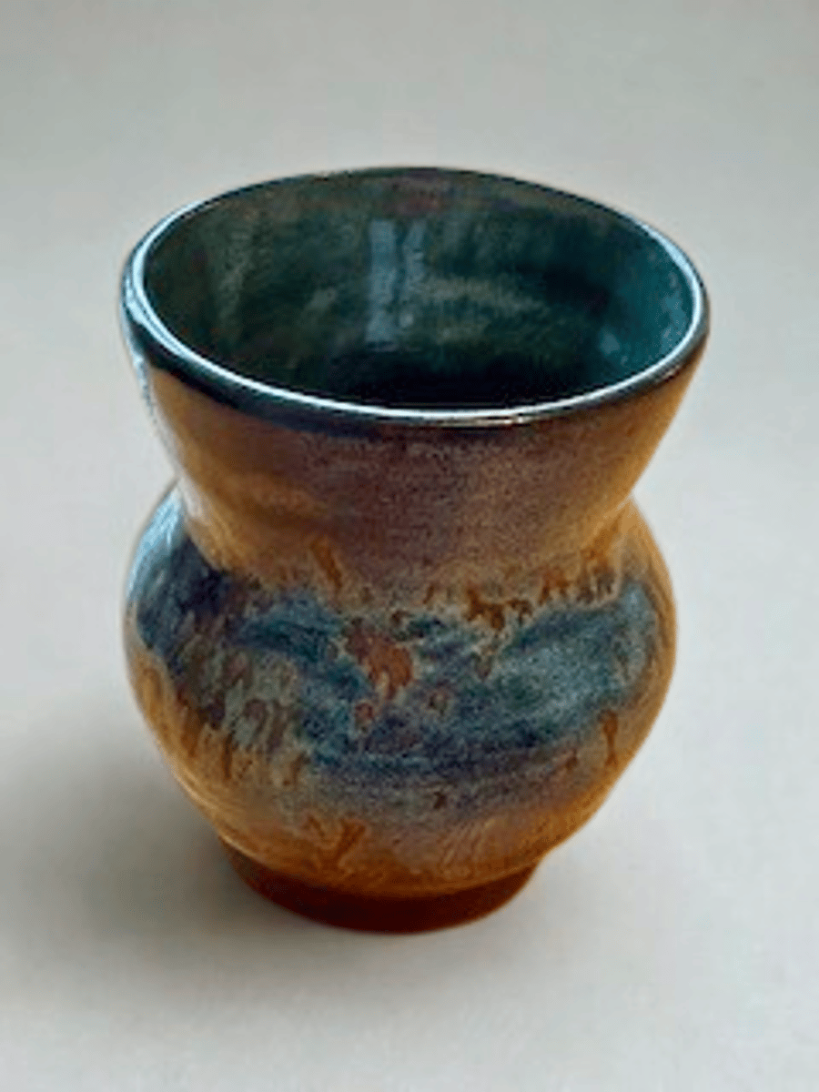 Handmade Stoneware Vase - Stormy Ocean Blue Glaze