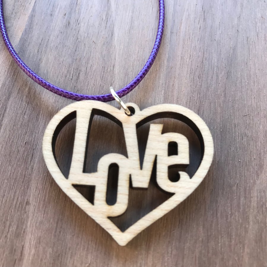 Wooden Love pendant necklace 