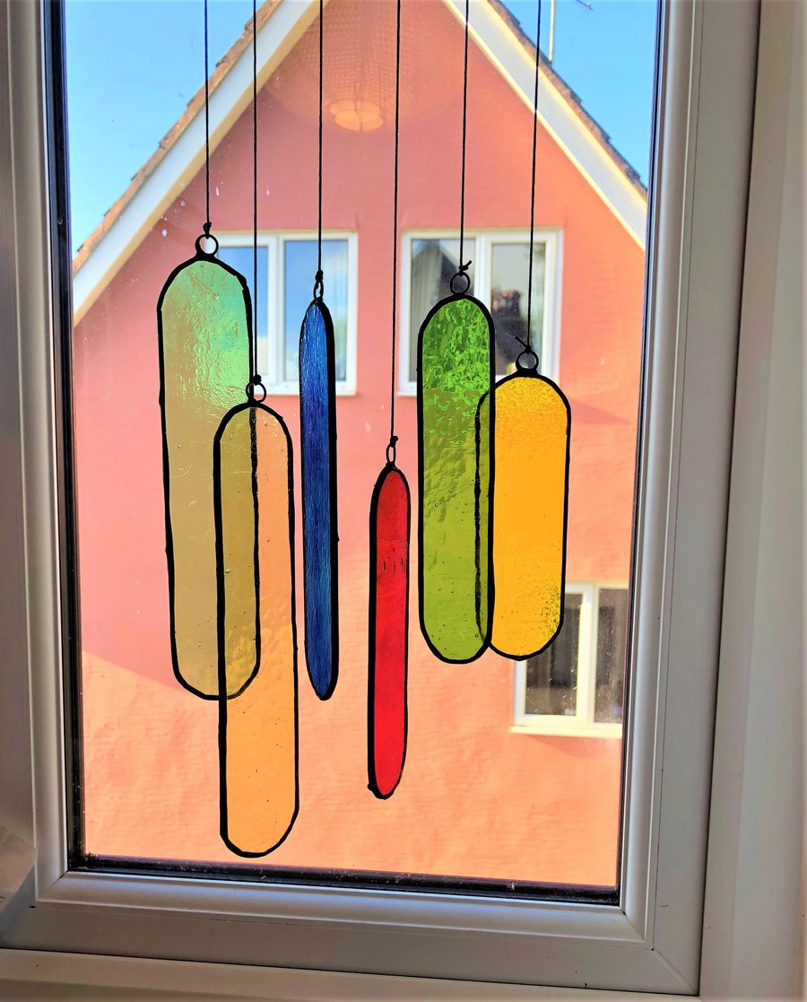 Stained Glass Abstract Glass Mobile Sun Catcher