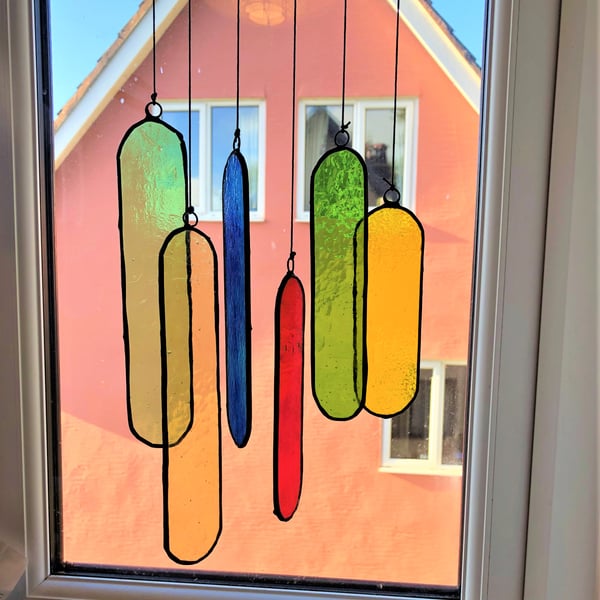 Stained Glass Abstract Glass Mobile Sun Catcher